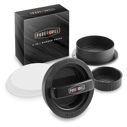 3-in-1 Burger Press Patty Maker with 100 Wax Papers
